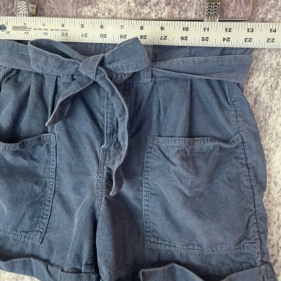 SO Blue Corduroy Cuffed Bow Pleated Short Shorts High Rise Womens 1 - Picture 8 of 10